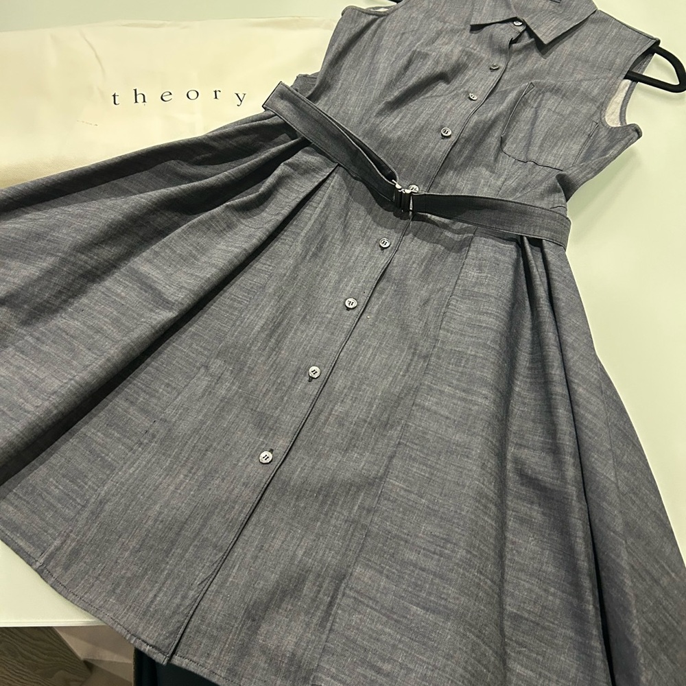 Theory Denim Pleated A-Line Midi Dress (Awesome Dress) !
